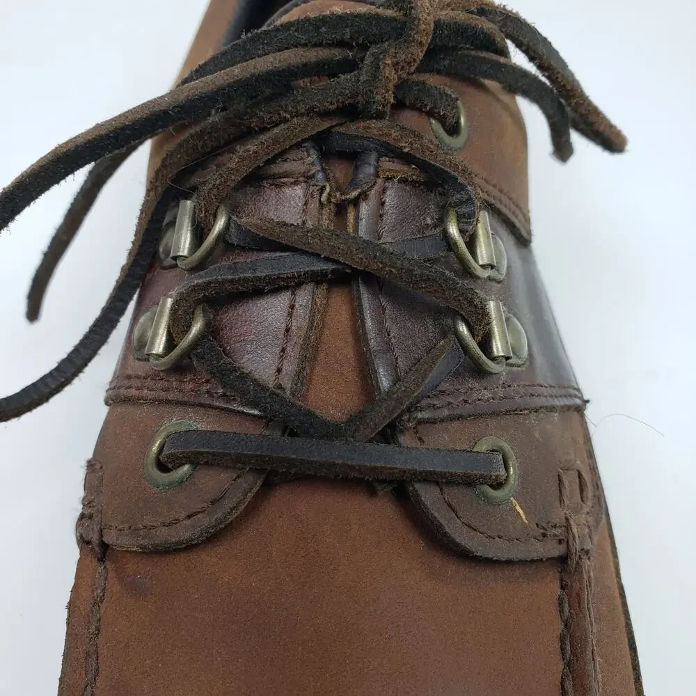 RJ Colt Schooner Mens Size 10.5 Brown Leather Lace Up Oxford Boat Shoes